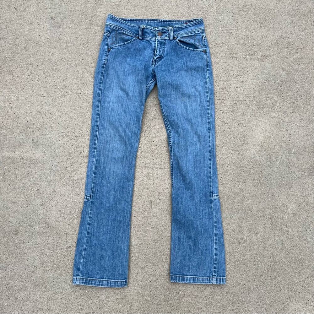 Vintage Y2K Levis low rise bareback stretch button kick pleat hem - Picture 3 of 12